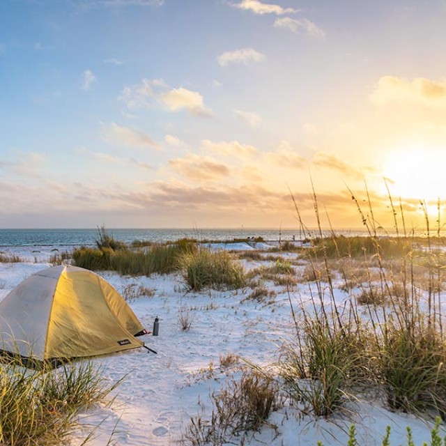 Camping at Anclote Key Beach in Pasco County, Florida