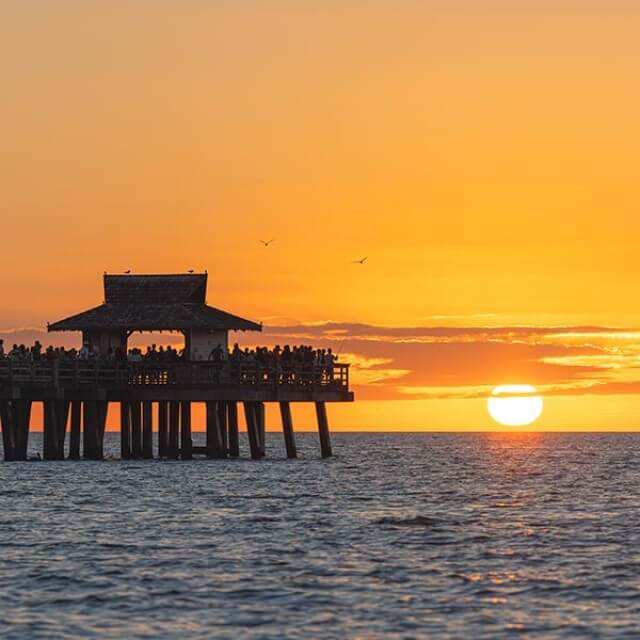 Sunset view at the Naples Pier in Florida