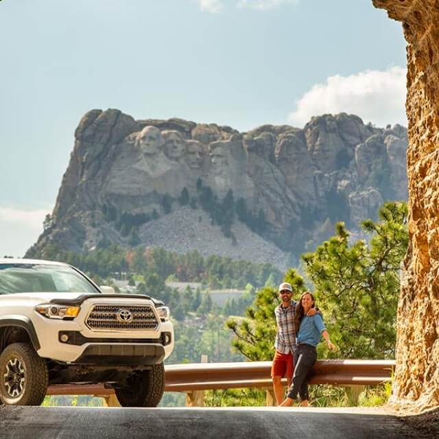 Road trip stop at Mount Rushmore National Park in South Dakota