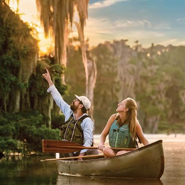Scenic canoeing in Lake Martin near Lafayette, Louisiana