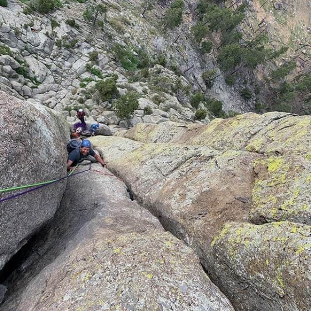 Climbing Devils Tower National Monument in northeastern Wyoming