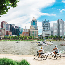 Biking waterfront trails in Pittsburgh, Pennsylvania