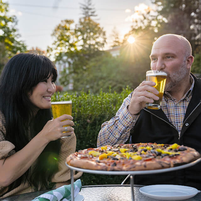 Pizza for two in the Lewisburg, West Virginia, sunset