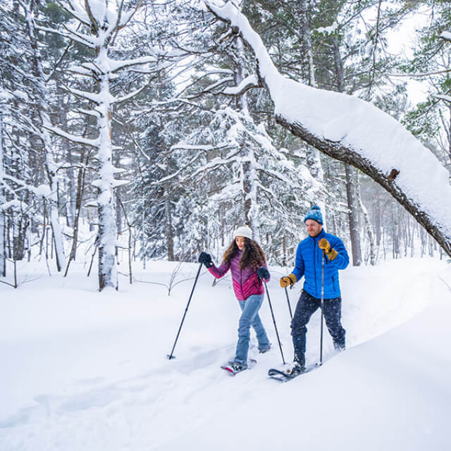 Snowshoeing in the Keweenaw Peninsula in Michigan