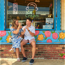 Enjoying an ice cream in Cocoa Village, Florida