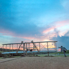 The Wright Flyer at Wright Brothers National Memorial in Kill Devil Hills, North Carolina