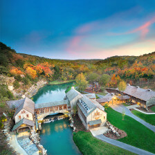 Aerial view of Dogwood Canyon Nature Park in Lampe, Missouri