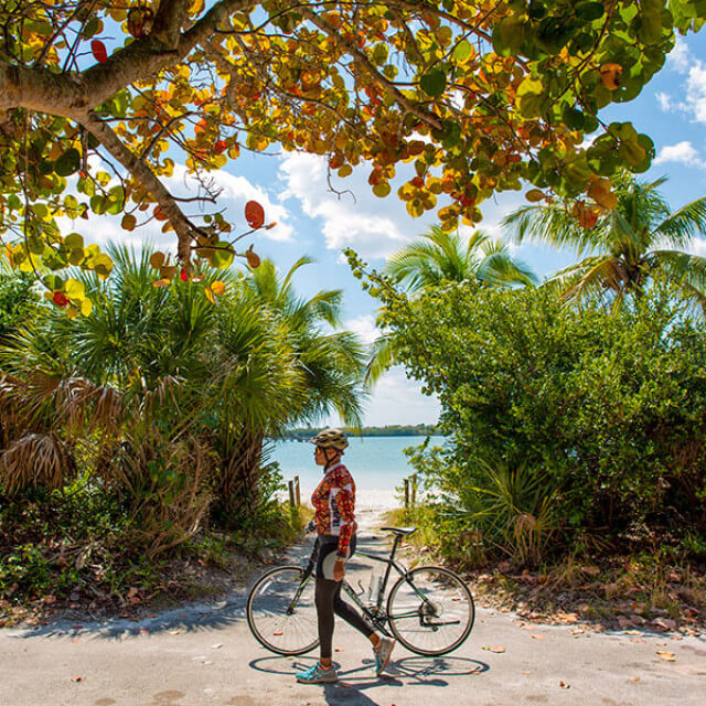 A beachfront cycling trail in Miami, Florida