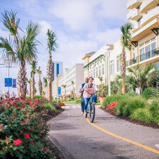 Biking the boardwalk in Virginia Beach, Virginia
