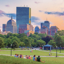 Relaxing on the lawn of Boston Common in Boston, Massachusetts