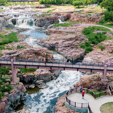 Aerial view of Falls Park in Sioux Falls, South Dakota