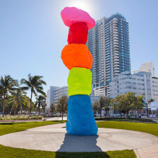 The colorful sculpture Miami Mountain outside the Bass Museum of Art in Miami, Florida