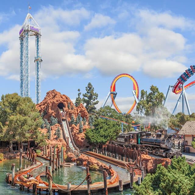 Thrill rides at Knott's Berry Farm in Buena Park, California
