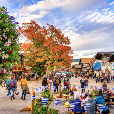 Shopping and dining during a festival in Bavarian-style Leavenworth, Washington