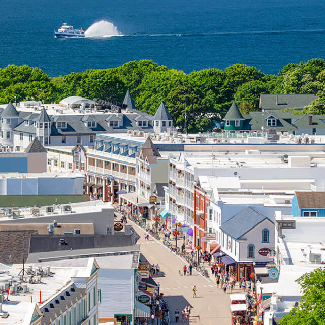 View of downtown Mackinac Island, Michigan