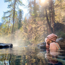 Soaking in Terwilliger Hot Springs in Willamette Valley, Oregon