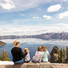 Enjoying panoramic views of Crater Lake in south-central Oregon
