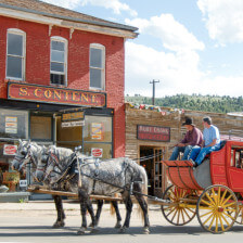 Riding a stagecoach through Virginia City, Montana