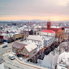 Aerial view of charming Norway, Maine