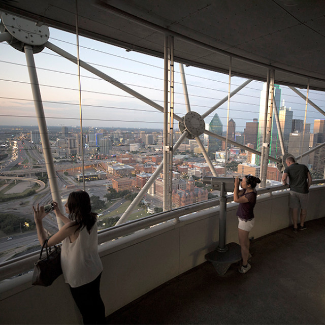 Observing the Dallas, Texas, skyline from Reunion Tower