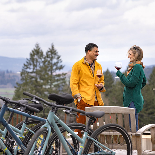 Enjoying a cycling wine tour in Newberg, Oregon