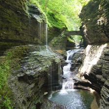 Scenic view of Rainbow Falls in New York's Watkins Glen State Park