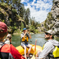 Rafting through a rocky canyon in Stanley, Idaho