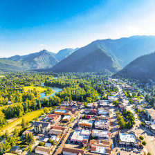 An aerial view of Bavarian-style Leavenworth, Washington