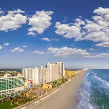 Aerial view of the shoreline in Daytona Beach, Florida