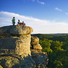 Resting atop rock formations in the Garden of the Gods, Shawnee National Forest, Illinois