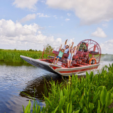 Enjoying an airboat tour on a Louisiana swamp