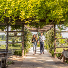 Sipping wine at Becker Vineyards in Fredericksburg, Texas