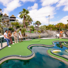 Playing miniature golf in Myrtle Beach, South Carolina