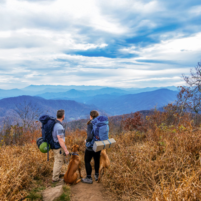 Taking in mountain views along the Appalachian Trail in Unicoi County, Tennessee