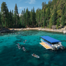 Clear kayaking on Lake Tahoe, bordering California and Nevada