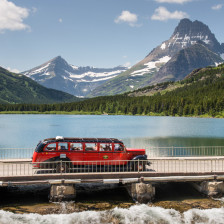 Taking a bus tour of Glacier National Park in Montana