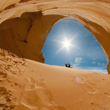 Sitting inside Great Chamber, a sandstone marvel in Kanab, Utah