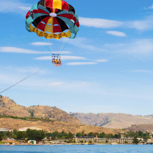 Parasailing above Lake Chelan, Washington