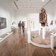 Exploring exhibits at the Newark Museum of Art in Newark, New Jersey