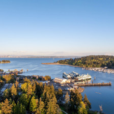 Aerial view of Bainbridge Island and Puget Sound, Kitsap Peninsula, Washington