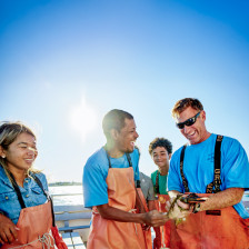 Enjoying a local experience on a Maine lobster boat